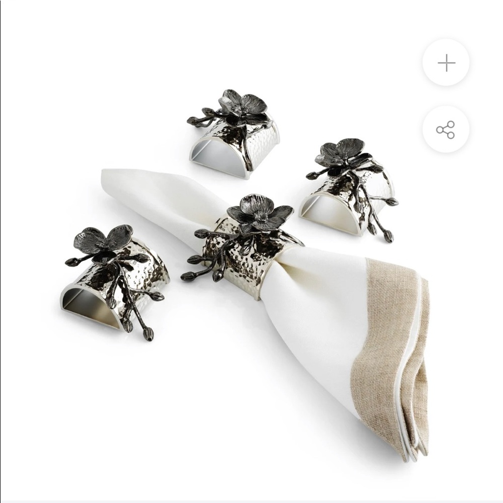 Michael Aran Black Orchid Napkin Ring Set